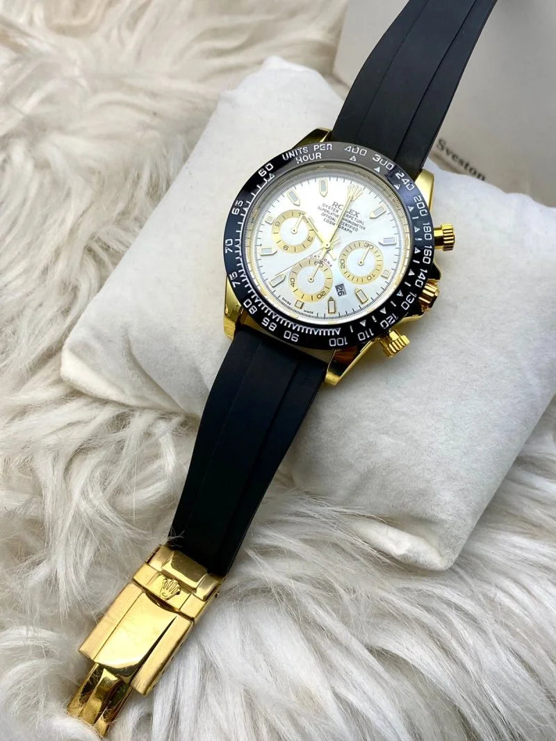 Golden Watch with Black Strap