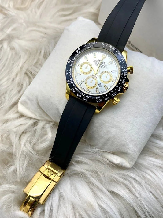 Golden Watch with Black Strap