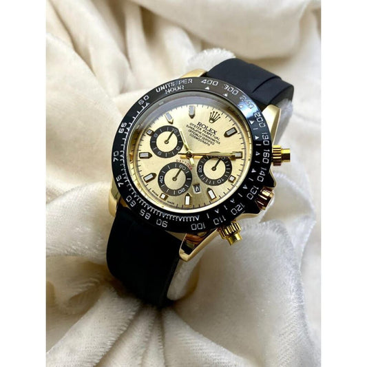 Golden Watch with Black Strap